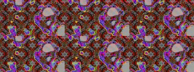 Çocuksu tasarım. Gri ve kahverengi arka planda. Elle çizilmiş çiçek desenli Raster çizimi. Tekstil, kumaş, ambalaj, hatıra defteri için güzel çiçek arkaplanı..