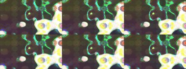 Gentle, cute floral background. Flowers on green and brown colors. Raster floral pattern in doodle style with flowers.