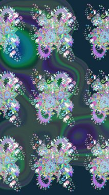 Poster ya da kapak için arka plan. Tekstil için figür. Davetiye ve kartpostal tasarımı için dekoratif çiçek unsurları. Şirin, zarif çiçekler Raster illüstrasyonu. Yapraklı çizim deseni.