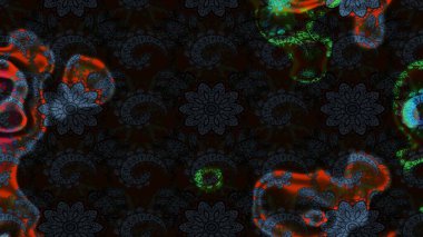 Raster. Düz Çiçek Elementleri Tasarımı. Renkli Bahar Teması çizim şablonu.