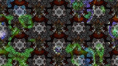 Yapraklı çizim şekli. Tekstil için figür. Poster ya da kapak için arka plan. Şirin, zarif çiçekler Raster illüstrasyonu. Davetiye ve kartpostal tasarımı için dekoratif çiçek unsurları.