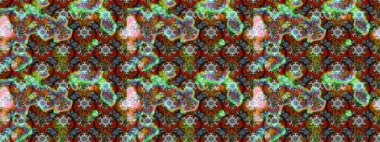 Suluboya elle çizilmiş çiçek desenli eskiz deseni. Parlak renkli fantezi çiçekleri, yapraklar, yeşil ve kahverengi renkli tomurcuklar yeşil ve kahverengi.