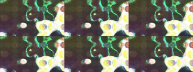 Gentle, cute floral background. Flowers on green and brown colors. Raster floral pattern in doodle style with flowers.