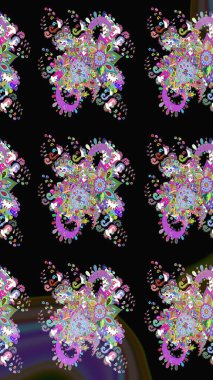 Çiçekli karalama şeklinde Raster çiçek deseni. Yumuşak, yaz çiçekli arka plan. Siyah ve mor renkte çiçekler.