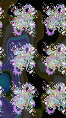 Gri ve siyah renklerde. Küçük çiçekteki sevimli çiçek deseni. Raster illüstrasyonu. Soyut çiçek çizim kalıbı arka planı. Raster deseni.