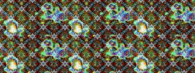 Halk tarzı. Modern çiçek arkaplanı. Moda baskıları için zarif bir şablon. Parlak renkli çiçekleri ve yeşil ve mavi renkte yaprakları olan muhteşem bir çiçek deseni..