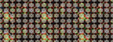 Raster illüstrasyonundaki çiçek desenli çizim. Siyah ve kahverengi renkte çiçekler.