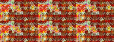 Kahverengi ve kırmızı renklerde bahar çiçekleri. Raster illüstrasyonu. Raster çiçek desenli ve çiçekli..