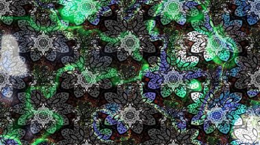 Raster illüstrasyonu. Gri ve siyah renkli gri ve siyah papatya deseni. Gri ve siyah renklerde.