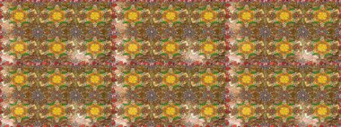 Kahverengi ve bej renkli güzel çiçekli eskiz deseni, suluboya çiçek deseni, duvar kağıdı, kart veya kumaş için fayanslı. Raster..