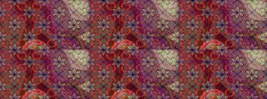 Arkaplan dokusu, duvar kağıdı, kahverengi ve kırmızı renkli çiçek teması. Kabile sanatı boho baskısı, klasik çiçek arkaplanı. Soyut etnik raster çizim kalıbı.