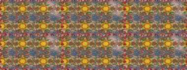 The elegant the template for fashion prints. Modern floral background. Amazing sketch floral pattern with bright colorful flowers and leaves on a brown and beige colors. Folk style.