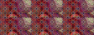 Arkaplan dokusu, duvar kağıdı, kahverengi ve kırmızı renkli çiçek teması. Kabile sanatı boho baskısı, klasik çiçek arkaplanı. Soyut etnik raster çizim kalıbı.