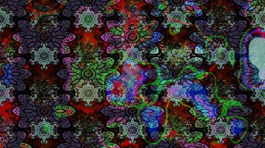 Raster illüstrasyonu. Kumaş, duvar kağıdı ve kağıt üzerine baskı yapmak için gelişen arka plan. Moda arka planında parlak buketler. Eski usul küçük çiçekli şirin bir eskiz deseni..