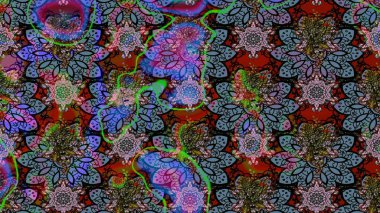 Siyah ve nötr renklerde. Raster illüstrasyonu. 3D çiçekler, çizim.