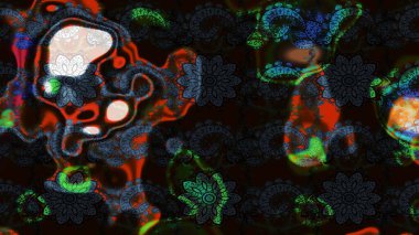 Düz Çiçek Elementleri Tasarımı. Raster illüstrasyonundaki çiçek desenli çizim. Siyah ve gri renkli çiçekler. Renkli Yaz Teması çizim şablonu.