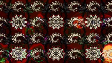 Çiçekli eskiz deseni. El çizimi. Siyah ve kahverengi renkte çiçekler. Suluboya çizimi.