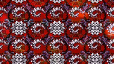 Raster deseni. Bahar çiçekleri dallı desen, kırmızı ve kahverengi renkler çiçekli siluet.