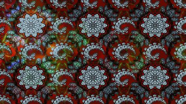 Siyah ve nötr renklerde etnik çiçeklerle süslenmiş zarif bir eskiz şekli. Raster Çiçek İllüstrasyon Şirin Tekstil.