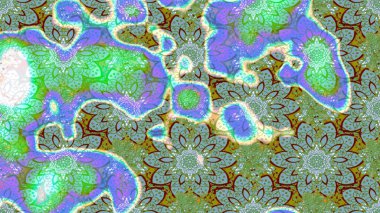 Raster güzel bir çiçek deseni çizmiş. Tatil havası. Mavi ve yeşil renkli çiçekler. Bahar mevsimi. Nazik romantik baskı.