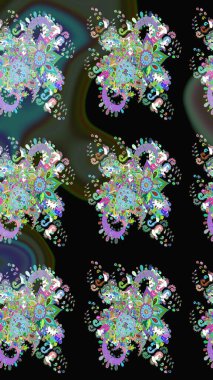 Düz Çiçek Elementleri Tasarımı. Renkli Yaz Temalı eskiz kalıbı. Güzel kumaş deseni. Raster illüstrasyonunda çiçek deseni çizimi.