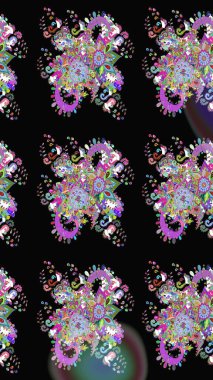 Renkli Yaz Temalı eskiz kalıbı. Raster Illustrasyon 'daki Çiçek Deseni' nin son moda çizimi. Düz Çiçek Elementleri Tasarımı. Güzel kumaş deseni.