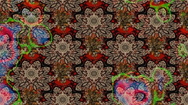 Raster illüstrasyonundaki çiçek desenli çizim. Suluboya tarzında kahverengi ve bej renkte çiçekler.