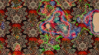 Çiçek desenli eskiz. Gömlek baskısı için çiçek boyası. Kahverengi ve bej renkli çiçekler.