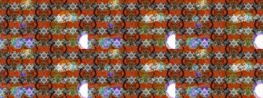 Raster illüstrasyonu. El çizimi çiçekli soyut çizim kalıbı. Kahverengi ve turuncu renkte çiçekler.