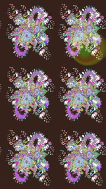 Raster illüstrasyonu. Küçük bir çiçekte eskiz deseni. Güzel kumaş deseni. Güzel çiçek arkaplanı..