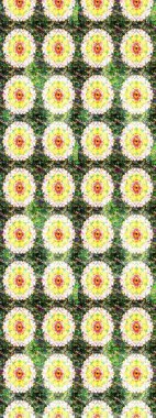 Çiçekler. Vadinin çiçekleri yeşil ve nötr renklerde. Soyut etnik raster çizim kalıbı.