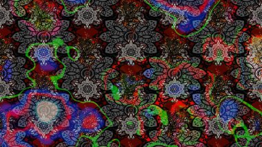 Sketch Floral Pattern in Raster illustration. Fancy fabric pattern. Colour Spring Theme sketch pattern Background. Flat Flower Elements Design.