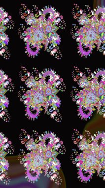 Raster illüstrasyonu. Suluboya, elle çizilmiş. Eskiz arkaplan modeli. Siyah ve nötr renklerde yaprakları olan yabani çiçekler.