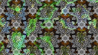 Gri ve yeşil renkli çiçekler. Kumaş desenli papatya çiçekleri ayrıntıları.