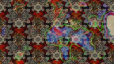 Asya tekstil tarzında. Çiçek desenli çizim. Raster illüstrasyonu. Renkli Bahar Teması eskiz kalıbı. Düz Çiçek Elementleri Tasarımı. Güzel kumaş deseni.