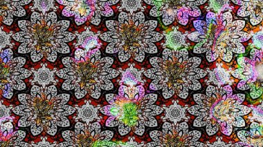 Çiçekli eskiz arkaplanı. Renkli Bahar Teması eskiz kalıbı. Düz Çiçek Elementleri Tasarımı. Çocuk stili.