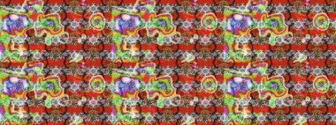 Robot resim. Raster illüstrasyonu. Şirin çiçek elementleri. Gri ve kırmızı renkte çiçekler.