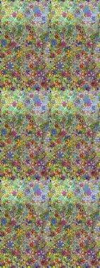 Tarafsız renklerde çok renkli, zarif küçük çiçekler ve komik böcekler, raster deseni, illüstrasyon.