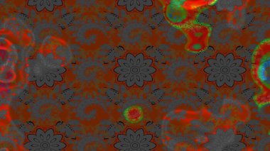 Kahverengi ve gri renkte etnik çiçeklerle süslenmiş zarif bir eskiz deseni. Raster Çiçek İllüstrasyonu güzel tekstil..