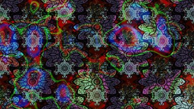 Çiçek tasarımı için inanılmaz bir kolaj cenneti tarzı. Parlak çiçekli kolaj çiçekleri siyah ve kahverengi. Çiçekli zambaklar eskiz arka planı.