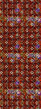 Renkli Bahar Teması eskiz kalıbı. Düz Çiçek Elementleri Tasarımı. Raster Modaya uygun kumaş deseni. Kahverengi ve kırmızı renkli şirin çiçek deseni.