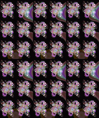 Sketch Colour Spring Theme eskiz kalıbı. Siyah ve kahverengi renkte çiçekler. Sevimli çiçek raster deseni. Düz Çiçek Elementleri Tasarımı.