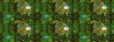 Yumuşak, yeşil ve kahverengi renkte yaz çiçekleri. Raster deseni. Raster illüstrasyonu. Küçük çiçekte sevimli çiçek deseni var..