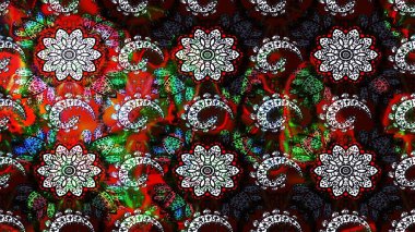 Raster deseni. Çiçekli çiçek deseni, suluboya. Süslü kumaş deseni.