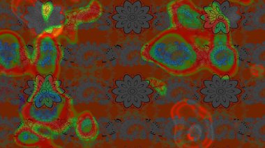 Düz Çiçek Elementleri Tasarımı. Raster illüstrasyonu. Çiçekli çiçek deseni, suluboya. Kahverengi ve gri renkli çiçekler. Renkli Bahar Teması çizim şablonu.