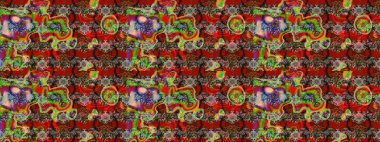 Arkaplan dokusu, duvar kağıdı, kırmızı ve kahverengi renkli çiçek teması. Soyut etnik raster çizim kalıbı. Kabile sanatı boho baskısı, klasik çiçek arkaplanı.