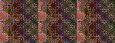 Şirin çiçek elementleri. Kahverengi ve yeşil renkli çiçekler. Robot resim. Raster illüstrasyonu.