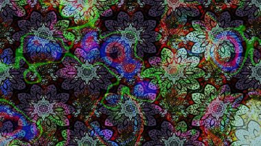 Motley illüstrasyonu. Çiçekli yaz çiçekleri. Küçük çiçekte güzel bir desen. Moda baskıları için zarif bir şablon. Robot resim. Küçük renkli çiçekler..