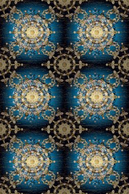 Raster. Doğu tarzı arabesk. Parlak dantel, stilize çiçekler, şal desenli. Kusursuz altın desenli bukleler. Mavi üzerinde kusursuz desen, altın elementli siyah renk. Zarif altın deseni aç
