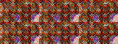 Raster illüstrasyonu. Kahverengi ve kırmızı renklere karalamalar çizilmiş çiçek deseni.